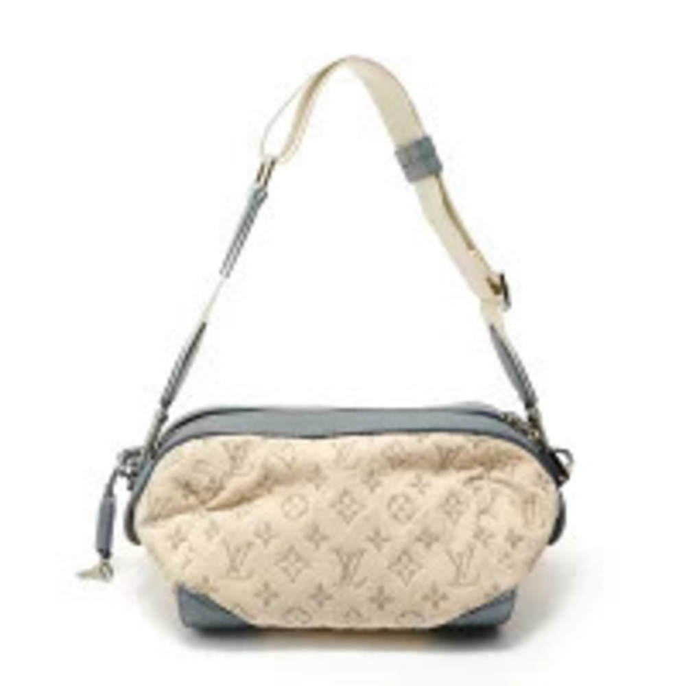 Louis Vuitton Monogram Denim Pochette Round Shoulder Bag Beige Cream